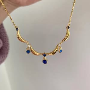 Collier en argent sterling S925 avec zirconium violet glacé français étincelant, pendentif ovale en forme d'œuf de pigeon, collier tendance - Product Image 1