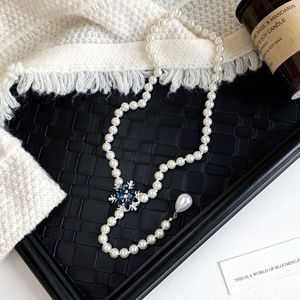 Pearl Necklace Snowflake Pendant AAA Grade Long Chain Elegant Women's Jewelry Everyday Wear - Product Image 4