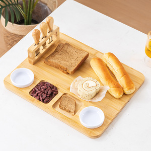 Bamboo and wood cheese board set with <b>drawers</b>, cheese pizza board, bread and pastry plate, wooden cutting board, round cutting - Product Image 1