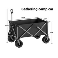 Chariot de camping pliable d'extérieur, chariot de plage à grande capacité avec grandes roues, chariot utilitaire portable et pliable