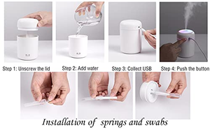 Hot Selling Portable Warm Mist LED Light Mini 300ml H2O Spray Mist <b>Humidifier</b> Aromatherapy Essential Oil <b>Diffuser</b> Color Changing - Product Image 4
