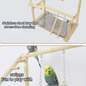 Eco-Friendly Natural Wood Parrot Playstand <strong>Bird</strong> Play Gym Removable Waste Tray Feeder Cups <strong>Bird</strong> Perch Playpen Parakeet <strong>Toy</strong> - Product Image 5