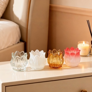 Bougie décorative en verre ambré transparent de 115 ml en forme de tulipe, style vintage, pour mariage et fête - Meilleure vente - Product Image 3