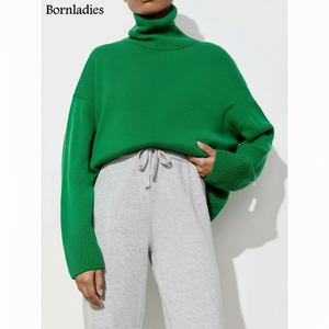 Bornladies Chic femmes pull à col roulé épais chaud surdimensionné pull pour automne hiver décontracté ample tricoté pull haut - Product Image 1
