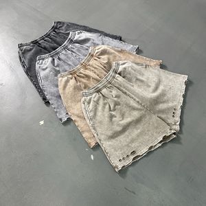 Custom Wholesale Heavyweight Cotton French Terry Acid Wash Vintage Distressed Ripped Raw Hem Loose Fit <b>Mens</b> <b>Sweat</b> <b>Shorts</b> - Product Image 1