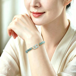 หยกธรรมชาติสีน้ำเงินเข้ม แหวนหยกแบบเชื่อมต่อกัน สร้อยข้อมือหยกสำหรับทุกเพศทุกวัย หยกถักแบบขายส่ง ดีไซน์ดั้งเดิม SL88 - Product Image 4