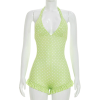 Combinaison courte en dentelle à pois pour femme GHY6857 avec laçage et dos nu