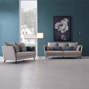 Ensemble canapé de salon élégant en daim <span class=keywords><strong>blanc</strong></span> moderne Conception modulaire rembourrée avec pieds en bois pour meubles de maison ou d'hôtel - Product Image 3