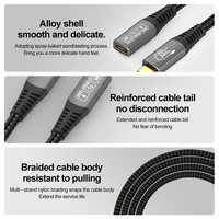 Cable de Extensión de PVC de Carga Rápida, Amplificador de Altavoz y Micrófono Compatible con USB 4 Thunderbolt 4, 8K, 40Gbps, PD, 240W, Tipo C, 1 Unidad