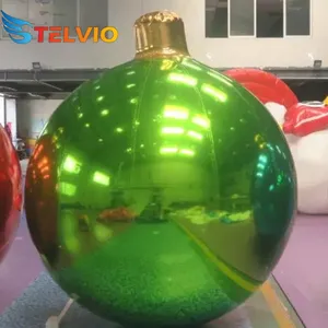 Подвесные Рождественские Большие зеркальные шары из ПВХ, серебряные наружные сценические украшения, надувные зеркальные отражающие шары