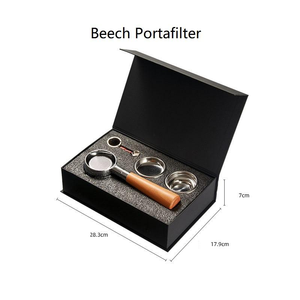 Cadeau idéal pour les amateurs de café : Ensemble E61 58 mm en acier inoxydable, double lame, poignée sans fond, poignée en bois massif - Product Image 2