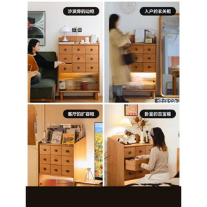 Solid Wood Chest Of Drawers 9 Compartments Cherry Wood Living Room Storage Cabinet Bedroom Side Cabinet Moisture Proof - Product Image 2