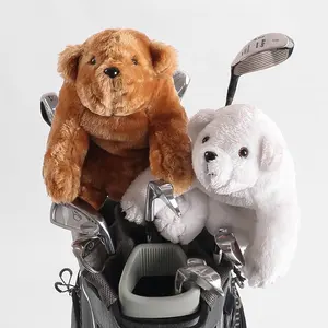 如何真正的热销高尔夫俱乐部推杆毛绒头套可爱动物熊设计高尔夫驾驶员头套