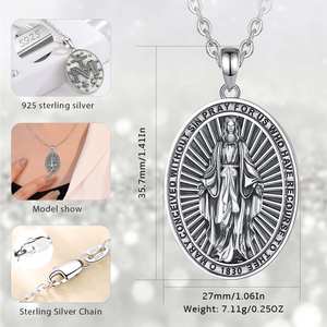 Merryshine mujer madrina 925 plata esterlina plata 925 al por mayor joyería vintage Virgen María colgante collar - Product Image 6