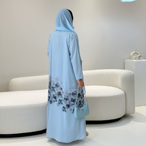 Nouvelle Collection 2026 : Magnifique Abaya Modeste pour Femme, <span class=keywords><strong>Robe</strong></span> Musulmane Imprimée Florale Ouverte sur le Devant et Hijab en Chiffon Imprimé – Ensemble 2 Pièces - Product Image 2