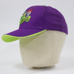 Gorra de Béisbol Morada Personalizada con Bordado de Calavera, Borde Verde Fluorescente, Hebilla Metálica Ajustable para Uso Casual y Urbano - Product Image 2