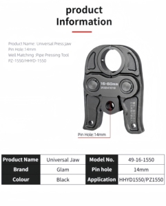 Cabezal de Herramienta de Prensado Hidráulico Industrial Glam para Tuberías, Prensa Universal para Bricolaje, Mordazas para Pex, Cobre, Perfiles TH/U/V/M/<span class=keywords><strong>VAU</strong></span>/VUS - Product Image 2