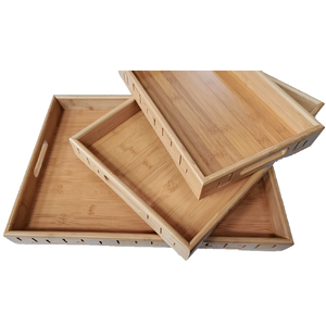 <span class=keywords><strong>Plateau</strong></span> de service en bois avec poignées, plateaux de service décoratifs, plat pour le petit-<span class=keywords><strong>déjeuner</strong></span> au <span class=keywords><strong>lit</strong></span>, le dîner, le rangement, la boîte à lunch - Product Image 4