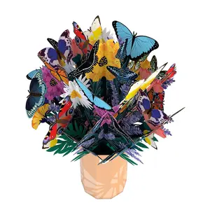 Nuovo Design Butterfly Bouquet Mother'day 3D vacanze biglietti di auguri Flower Pop Up Card