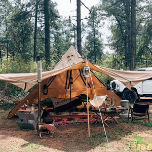 Tienda caliente Tipi de algodón ultraligera para 4 personas con conector de estufa ignífugo y 2 puertas para tubos de chimenea para acampar al aire libre - Product Image 3