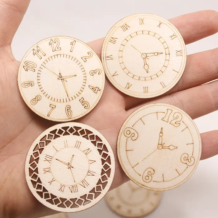 45mm Mini Relógios De Madeira Embellishments Recortes De Madeira Artesanato Relógio sinais para DIY decoração do projeto