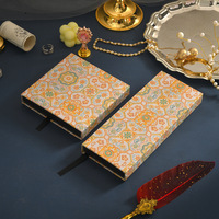 Boîte à bijoux en papier à motif floral vintage chinois, avec tiroir coulissant, grande, carrée, longue, rectangulaire, étui flottant en film PE avec languette à ruban