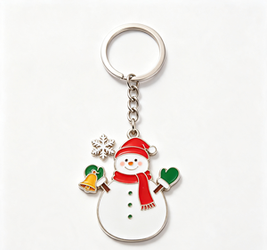 Porte-clés en métal personnalisé pour Noël, bonhomme de neige en alliage de zinc émaillé, souvenir de vacances, cadeau - Product Image 1