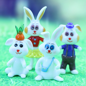 Chinese Zodiac Glass Crafts Cute Glass Rabbit Animal Figurine Art Glass Crafts in China