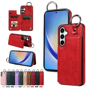 Funda de Cuero con Ranuras para Tarjetas y Anillo para <span class=keywords><strong>Samsung</strong></span> <span class=keywords><strong>Galaxy</strong></span> S25 S24 S23 Ultra S22 Plus S21 FE A12 4G A13 <span class=keywords><strong>5G</strong></span> A14 A52 A72 - Product Image 1