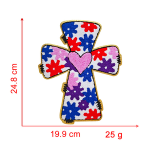 批发刺绣字母雪尼尔定制铁补丁刺绣上帝是好雪尼尔毛巾补丁用于服装装饰 - Product Image 6