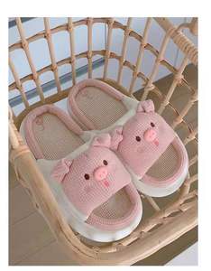 2025 nouveau mignon <span class=keywords><strong>petit</strong></span> cochon pantoufles en lin <span class=keywords><strong>pour</strong></span> les femmes en quatre saisons, anti-dérapant et odorant fond épais maison pantoufles Ins Style - Product Image 5