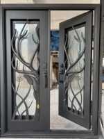 Porte de sécurité moderne en acier épais, décorée d'un motif de cerf exquis, anti-effraction, pour villas, entrée extérieure durable