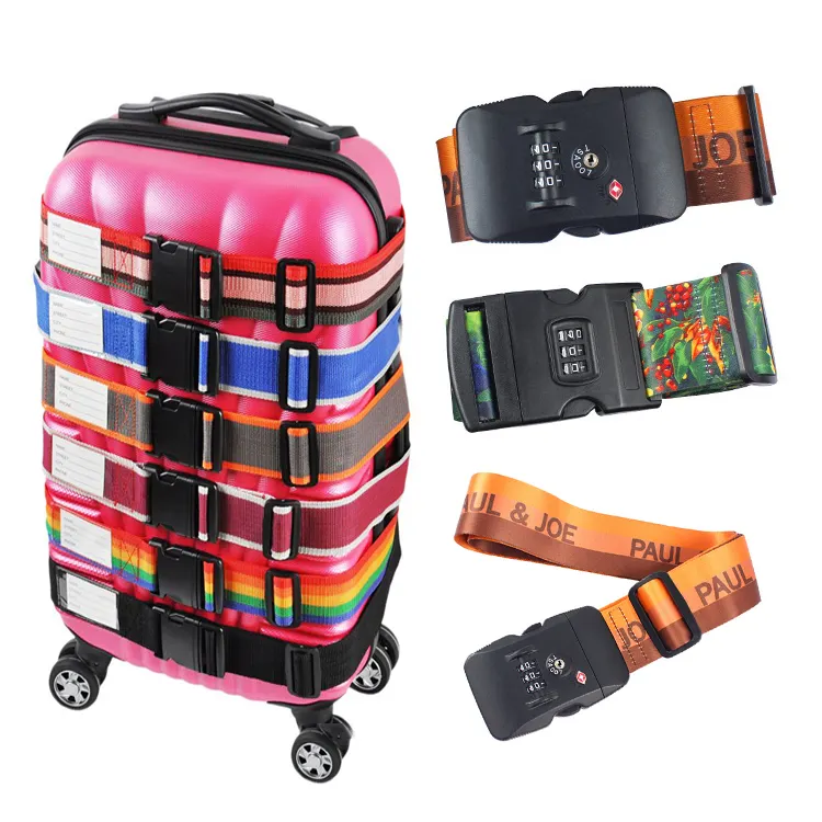 Promotion Custom Koffer binden Gurt verstellbarer Polyester TSA Schloss waage Gepäck gurt
