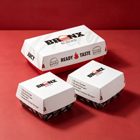 Boîte à hamburger en carton biodégradable personnalisée pour emporter, emballage pour la restauration rapide, frites, en-cas