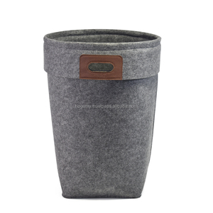 Collapsible Felt Laundry <b>Bucket</b> Dirty Clothes Storage Container Organization With Pu Handle Home Storage Basket - Product Image 4