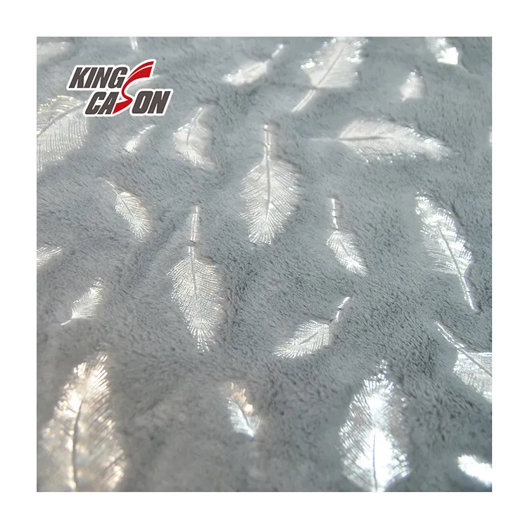 Kingcason China fábrica tela juguete manta gris pila larga felpa PV polar tela sólida plata caliente estampado para el mercado de la India