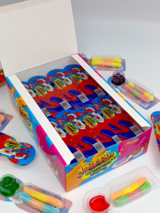 Vente en gros de 20g de bonbons gommeux fruités gelée aigre dans une boîte de <span class=keywords><strong>sauce</strong></span> Halal certifié bonbons sucrés en vrac - Product Image 6