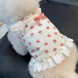 [618] Pet dropshipping kitten floral lace camisole thin <b>dog</b> <b>clothes</b> summer <b>small</b> <b>dog</b> vest <b>dog</b> <b>clothes</b> - Product Image 3