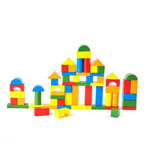 Offre Spéciale Meilleur Qualité <span class=keywords><strong>Tambour</strong></span> Boîte En Bois Brique Ensemble Avec 60 pièces Brique Maison Jouet - Product Image 2