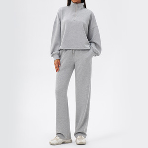 Women Modal 2 Pieces Tracksuit Straight Pants Sweatshirt <b>Set</b> Autumn Winter Sports Running Fitness Casual Outfit - Product Image 1