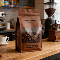 Sacs personnalisés avec logo, emballage pour café en sachet, fond plat, aluminium, papier kraft, sacs personnalisés pour les entreprises