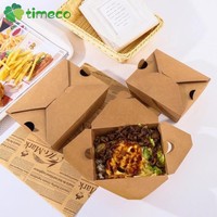 Boîte à emporter en papier kraft blanc écologique à 2 compartiments avec couvercle pour nouilles