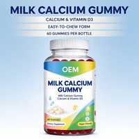 Gummies de calcium au lait en gros pour marque privée OEM, 60 unités, avec suppléments de vitamine D3