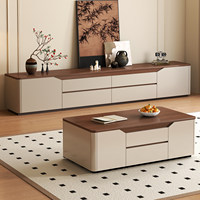 Meuble TV pour petit appartement, style luxe léger, combinaison table basse et meuble TV sur pied pour salon