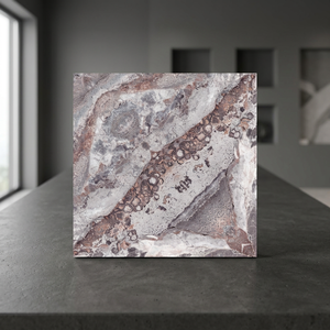 Carreaux de sol en céramique de porcelaine émaillée de fabrication indienne, 40x40 cm, aspect marbre, style rustique, pour sols intérieurs - Product Image 2