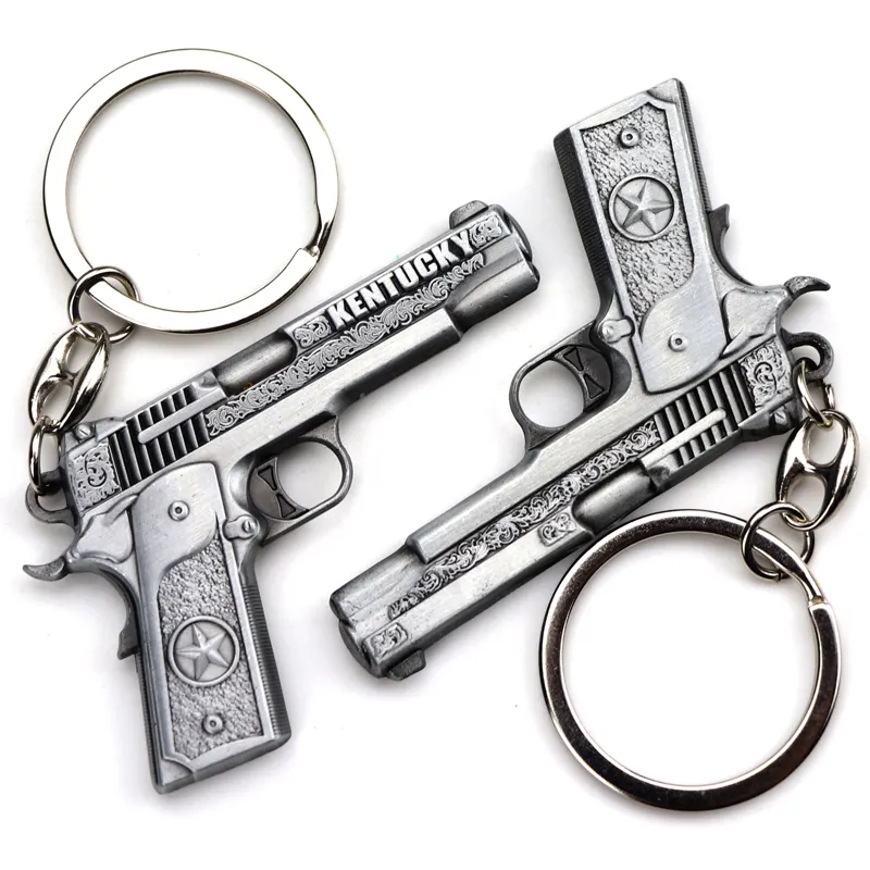 नई डिजाइन विशेष उपहार जस्ता मिश्र धातु सामग्री धातु स्मृति चिन्ह के लिए बंदूक चाबी का गुच्छा कुंजी श्रृंखला