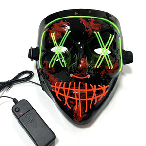 Masque LED PVC Lumineux Fil EL Halloween Horreur Fantôme DC3V Piles Autonomie 10-12h pour Fête Déguisement Cosplay - Product Image 3