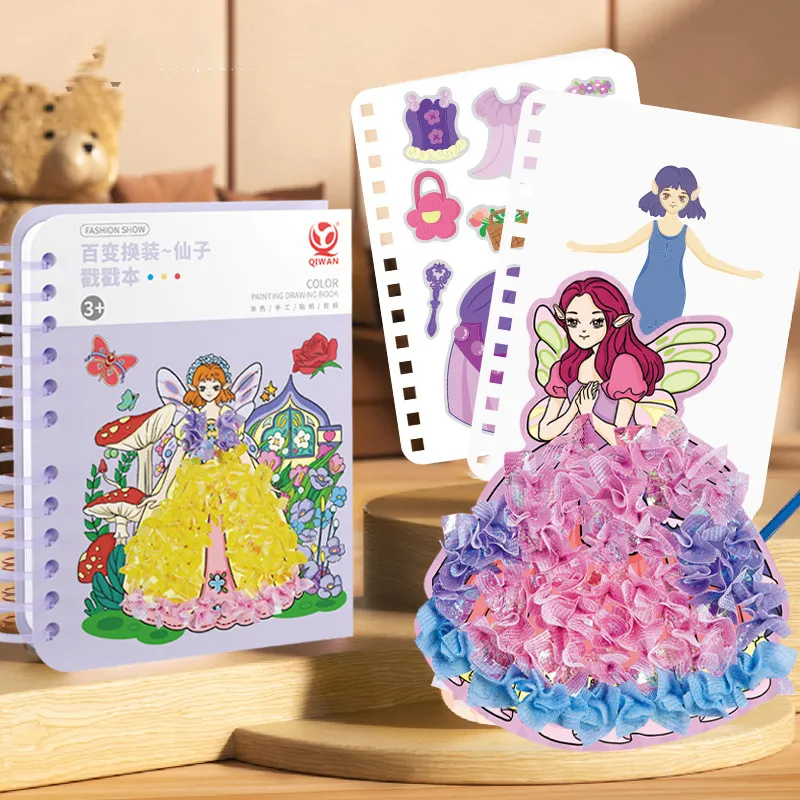 Infância Infinita Fantasia pintados à mão dress-up Puxando diversão Mudança Livro Menina Escolhendo Pintura Brinquedos Artesanais das Crianças