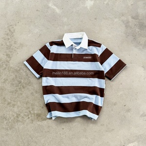 Fabricantes de Ropa, Camiseta Personalizada, Camiseta Polo Extra Grande Informal de Alta Calidad, Camiseta de Manga Corta a Rayas 100% Algodón para Hombre - Product Image 3