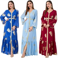 Robe Abaya Arabe du Moyen-Orient, Crochetée, Unie, Teinte, Taille Haute, Longueur Genou, Formelle, Très Vendue à l'International, Effet Filet Pailleté